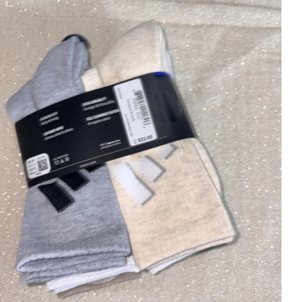 Adidas Crew Socks 6-12 Olive Tan Grey White NEW 6 Pair Pack Men's‎ Cushioned